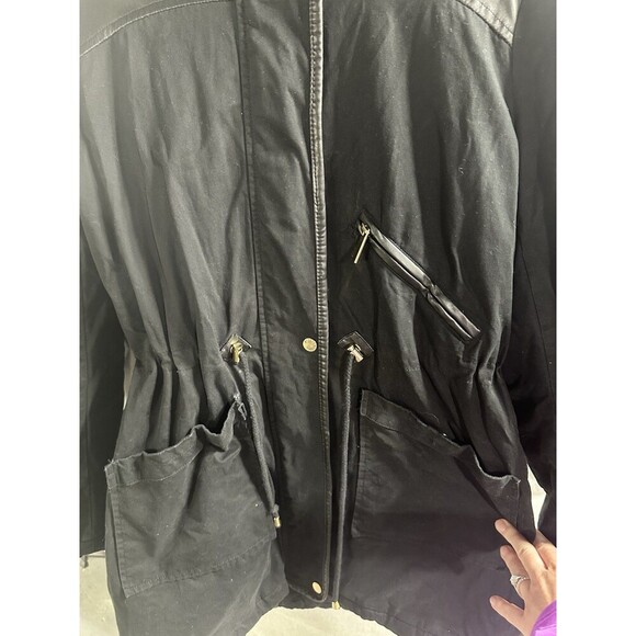 French Connection Black Parka Jacket Size M Winter Fall‎ Winter Premium Slimming - Picture 4 of 9